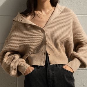 Oak + Fort High Neck Cardigan